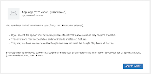 KnowU app invitation in Google Play