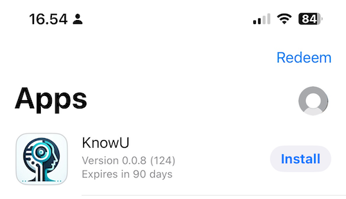 Install KnowU via TestFlight app